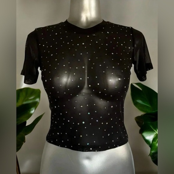 🆕French Twist Shimmering Mesh T-Shirt - Picture 1 of 16